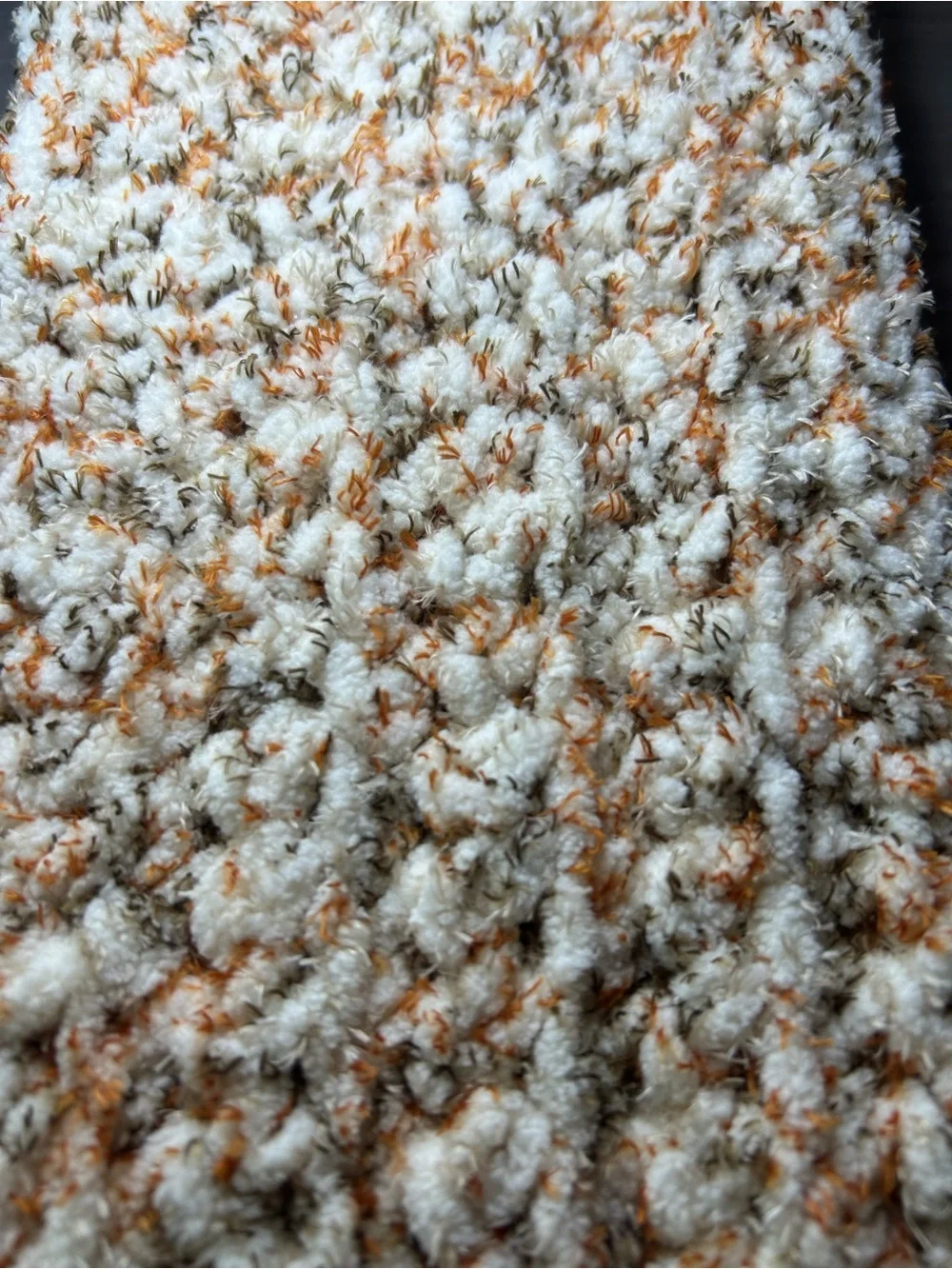 Cozy Chunky Crochet Fringe Scarf - Cream & Tan